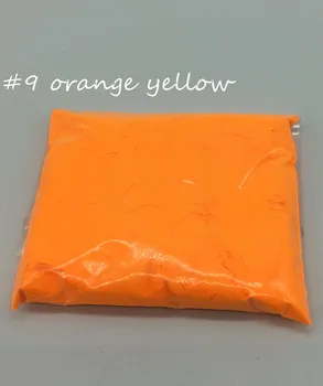 10 г неоново-оранжев жълт цвят луминесцентна захар, люминофорный пигмент за дизайн на ноктите, неон прах за сапун и грим, безплатна доставка