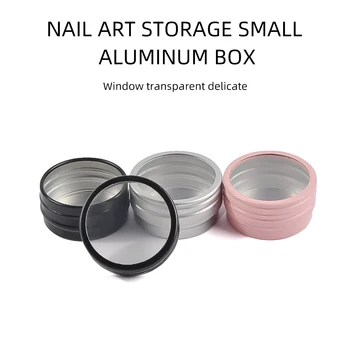 10x Празна Алуминиева Кутия За Съхранение на Бижута за нокти, Контейнер за Съхранение на Скъпоценни камъни, Органайзер, розово/черно/сребърна кутия с дърворезба, инструменти за нокти