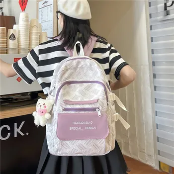 2023 Нова Прясна Сладка Контрастная Цветна чанта гимназист тук Голям Капацитет в корейски стил за по-малките ученици, ученически чанти за момчета