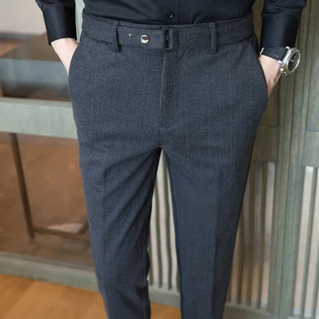 2023 Обикновен мъжки Летни Ежедневни панталони в класически стил в Бизнес Мода От еластичен Памук, Тънки мъжки Маркови панталони, Мъжки A138