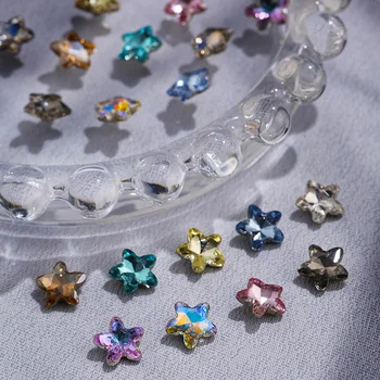 20pcs Стъклени Кристали за нокти под формата на звезда 3D с точков дъно Мока Аврора Crystal Звезда Скъпоценен Камък За Нокти Декор САМ Моряк Star-Moon Аксесоари За Нокти