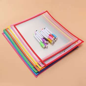 20pcs Цветни Многократно Детски Листа на Канцеларски Материали за сухо Изтриване (10 Стандартни пакети + 10 писалки)