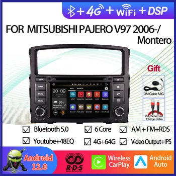 Android 12 Восьмиядерный Автомобилен GPS навигатор, мултимедиен DVD-плейър за Mitsubishi Pajero V97 2006-2015/Montero Auto Radio Стерео уредба,