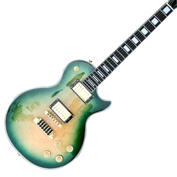 Custom Shop, Произведено в Китай, Електрическа китара LP за поръчка, с високо качество, лешояд от черно дърво, златен обков, безплатна доставка