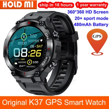 K37 GPS Smart-Часовници Мъжки 360*360 HD Екран, 480 ма Фитнес Тракер 24/7 сърдечната Честота IP68 Водоустойчив Спортни Смарт Часовници на открито PK K27