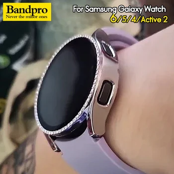 PC Diamond Стъкло + Калъф За Samsung Galaxy Watch Active 2 40 44 мм 2В1 Защитна Броня За Samsung watch 4 5 6 калъф Аксесоари
