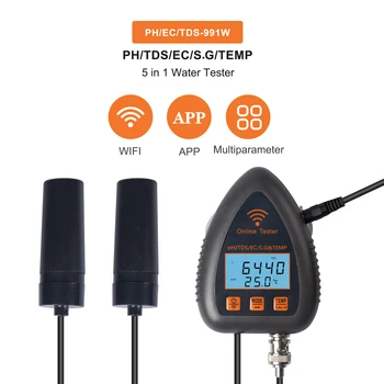 Sasha WiFi Многофункционален монитор качеството на водата PH TDS S. G ЕО Тестер температура Преглед на приложения Измерване на PH Марикультуры Анализатор вода
