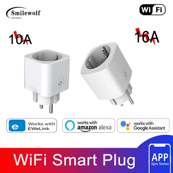 Smilewolf EU Plug 10А, 16A WiFi Smart Plug безжична розетка Работи с приложение eWeLink Подкрепа Алекса Google Home Yandex Алис