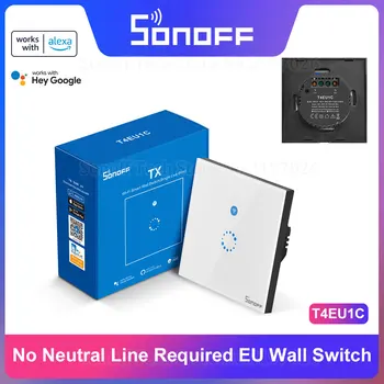 SONOFF T4EU1C WiFi Интелигентен Сензорен Стенен Прекъсвач Не се Изисква Неутрален проводник Дистанционно Управление чрез eWeLink Подкрепа Алекса Google Home IFTTT