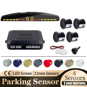 Авто Led паркинг сензор Комплект Универсален 22 мм, 4 Сензора Зумер Обърне гръб Радар Система за звуков сигнал 8 Цвята