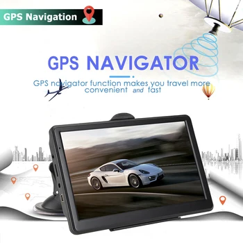 Автомобилен GPS навигатор 7 Инча HD, FM трансмитер, сателитна навигация, навигационна система със сензорен екран, USB TF, Гласово напомняне, 256 MB + 16 Г, двойна система от 3D