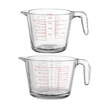 В прозрачна стъклена мерителна чаша, Измервателен инструмент, посуда, Стъклена мерителна чаша за кухня, домашен бар, Принадлежности за печене