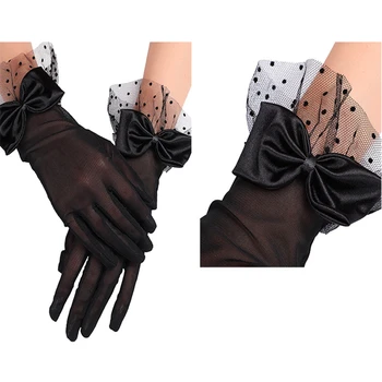 Дамски Черни Летни Ръкавици за шофиране, защитени от uv Окото Мрежести ръкавици, Дантелени Ръкавици без пръсти на Пълен пръст, Дантелени Модерни Ръкавици За Момичета, Нова