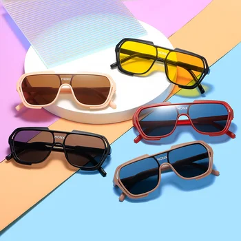 Детски слънчеви очила Модерен сраснали слънчеви очила в голяма рамка с защита от uv индивидуално улично снимка за момчета и момичета