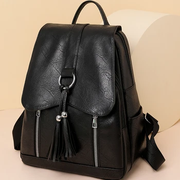 Дизайн на женски раница, Висококачествена Кожена чанта През рамо, с Модерна училищна чанта, Мултифункционален пътен раница с Голям капацитет Mochila