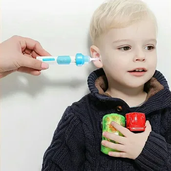 Електрически Пречистване на ушите, Сигурен Вакуум за Пречистване на ушна кал, средство за премахване на восък, Безболезнен Инструмент за почистване на Визуален Ушна лъжица с лампа за пораснали Деца