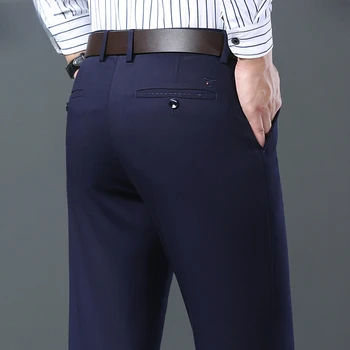 Есенно-зимни Модел панталони за мъже, Бизнес Ежедневни Преки Свободни обикновена Сгъстено Дълги Брючные костюми, панталони за мъже Homme Pantalon