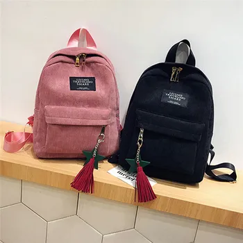 Женски мини вельветовый раница, Дамски еко-проста холщовая чанта през рамо, Дамски ежедневни малки пътни чанти, раница за тийнейджъри