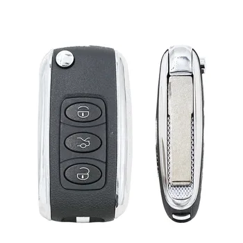 За Bentley Style Сребрист Страничната промяна Флип-корпус дистанционно ключ с 3 Бутона за корпуса на дистанционното на ключа V-W B5