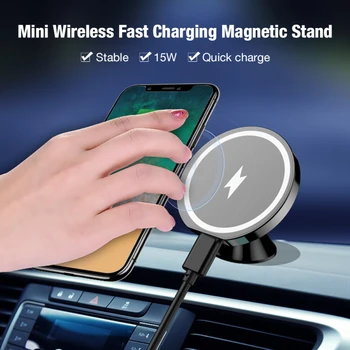 За MagSafe Магнитен Кола отдушник Безжично зарядно устройство за Монтиране на 15 W Бърза Безжична Зареждане на Притежателя на телефона за iPhone 13 12 mini Pro Max