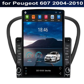 За Tesla Style 2 Din Android 12 Автомагнитола за Peugeot 607 2004-2010 Мултимедиен Плейър GPS Стерео Carplay DSP Камера RDS