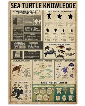 Знания за морски черепахах Дървени Плакети 7 вида Костенурки Инфографика за Употреба на науката за черепахах Дървени Плакати Декор на Класната стая на Офиса