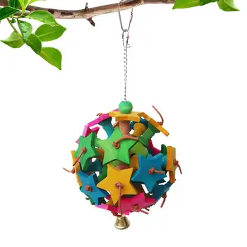 Играчка за дъвчене птици, Дървени играчки за Дъвчене Птици, устойчив на абразия Дървен блок, Аксесоари за Хранене на Папагали, Чинки Среден размер