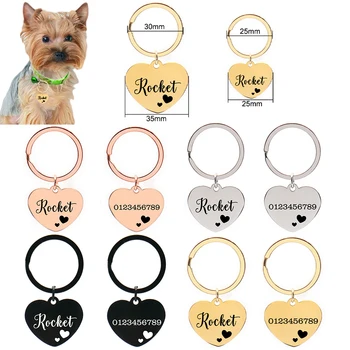 Индивидуални идентификационни етикети за кучешки яка, декорация във формата на сърце, нашийник за дома, персонални колиета за коте и кученце, лични тагове за домашни любимци