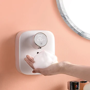 Интелигентна опаковка за сапун на пяна, монтиран на стената USB-дисплей температура на зареждане, Електрически опаковки течност, Дезинфектант за ръце Hine