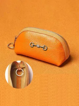 Компактен в чантата си за ключовете от изкуствена кожа-идеален за автомобили и ключове от дома, златна инкрустация с жемчужными и кристален цвят