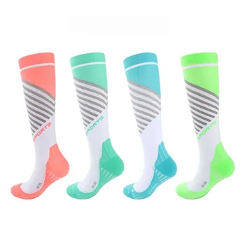 Компресия спортни чорапи с дълга тръба, найлонови футболни чорапи над коляното, еластични чорапи до прасците