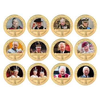 Красиви 12 за Дизайн на Златни монети на крал Чарлз III Филип като подарък за колекции и подаръци