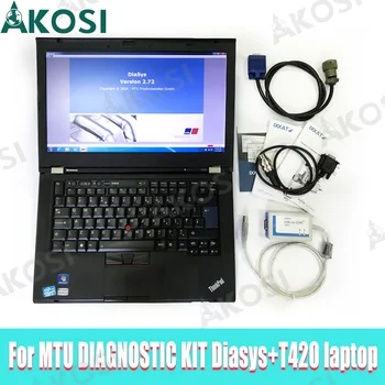 Лаптоп T420 и диагностичен комплект за MTU (USB-to-CAN), MTU Diasys MTU MEDC ECU4 Диагностичен кабел + контролери MTU ADEC ECU9 Кабел