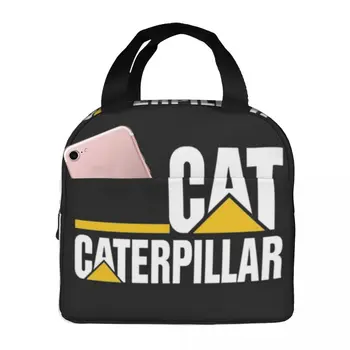 Логото на котка-гъсеница изолиран обяд чанти, лаптоп чанти термален пикник охладител за обяд, кутия за обяд чанта за жени, Работа за студенти