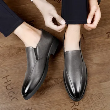 Луксозни Класически мъжки модел обувки с остър бомбе, мъжки сватбени обувки от лачена кожа, черни обувки-Oxfords, Вечерни обувки, Лъскава Модерен Дизайнерски обувки