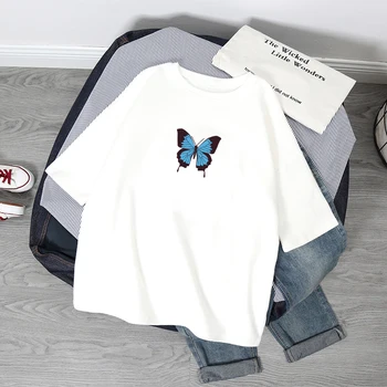 Лятна тениска K45, дамски модни тениска с принтом пеперуди, къс ръкав, графична тениска, Ежедневни риза, топ, дамски тениска