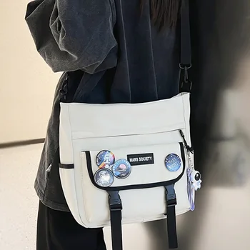 Модерен Мъжки Дамски Водоустойчив Пътна чанта-Голям Капацитет, Дамски Найлонова чанта с Бейджем, чанта през рамо за момчета и момичета, Дамски чанти-месинджър