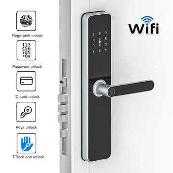 Нов TTlock WiFi Дистанционно Отключване Без ключ, Електронен отпечатък от пръст, Цифрови интелигентни ключалки за апартаменти, офис