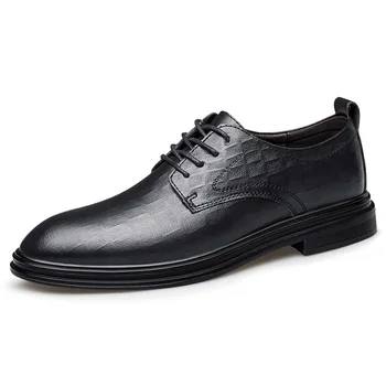 Нова Кожени мъжки обувки са ръчно изработени в британския стил, Вечерна рокля-Оксфорд, Офис обувки с дърворезба, Мъжко рокля на Класическата бизнес форми за мъже