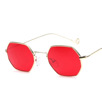 Нови Огледални Слънчеви очила в метални рамки, Дамски Класически Шестиугольные Квадратни Прозрачни Слънчеви очила, Мъжки модни Маркови Дизайнерски