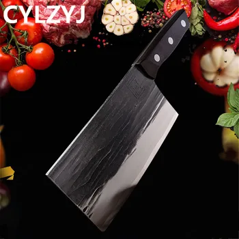 Нож за рязане на месо ръчно коване, тежкотоварни, остър Сръбски нож на главния готвач, Мясницкий нож от високо стомана, с Кухненски нож за къмпинг, барбекю