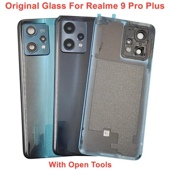 Оригинално Стъкло За Realme 9 Pro Plus, Капак на Отделението за батерията, Капак на задната врата Realme 9 Pro + Задния панел на корпуса + Лепило За обектива на камерата
