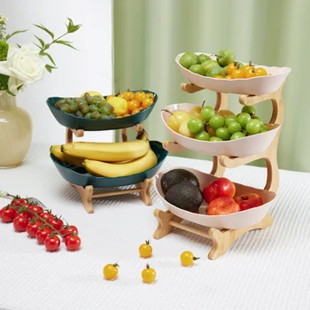Пластмасов домашна трехслойная плодови чиния за всекидневната, креативна модерна количка със сушени плодове, Чиния за предястие, ястие за бонбони, Десерт плоча
