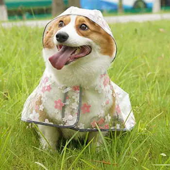 Практичен дъждобран за кучета от Траен Ветрозащитный TPU с цветя Модел Прозрачен Дъждобран за Кучета