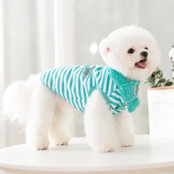 Раираната жилетка, есенно-зимно топло облекло за кутрета, двукраки котки, шалове за изпращане на дрехи за кучета малки и средни по размер