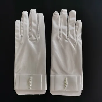 Ръкавици от сатен с перли с Дължина до китката и пълни с пръсти за Сватбената оперна партита на 1920-те Години на Възрастен размер