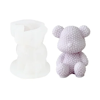 Силиконови форми с 3D мечка, мъниста, Мечи свещ, форма за производството на сапун, Седнала мечка, Форма за отливки от смола, направи си сам, естетичен декор на тортата