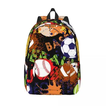 Студентски чанта, Спортни топки, Бейзбол, Баскетбол, Футбол, Раница с изображение на родители и деца, Лека раница За двойки, чанта за лаптоп