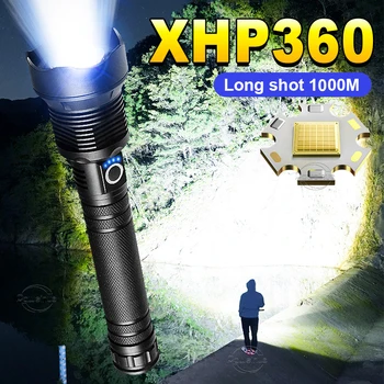 Супер Висока Мощност XHP 360 Ултра Мощна Акумулаторна Силен Фенерче Led Usb Зареждане Led Ръчен Фенер Lanterna 18650/26650