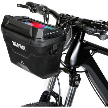 Чанта за кормилото на велосипеда WILD MAN, телефон сензорен екран, твърда обвивка на ЕВА, Непромокаемая велосипедна количка, чанта на рамото, аксесоари за велосипед